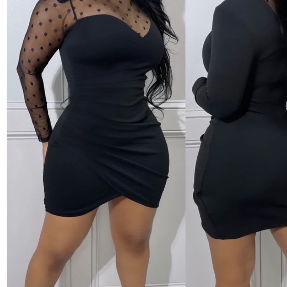 Sugar Popped Polka Dotted Semi Mesh Dress - Picture 5 of 5